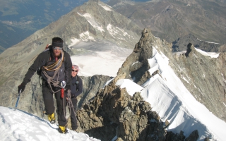 Mountain guide Aurel Salamin and son on the xxx ridge of the xxxxx